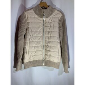 HEIMISH WOOL BLEND  NEUTRAL BEIGE JACKET LONG SLEEVE PUFFER KNIT SMALL‎